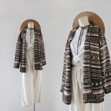 fair isle silk + wool cardigan - s 