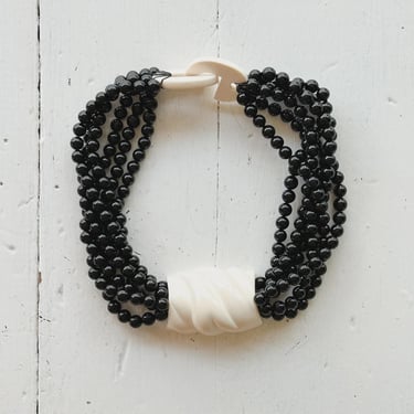 1980s Black and Creme Sculptural Choker 