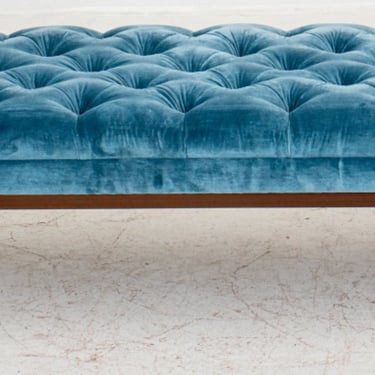 Buttoned Velvet-Upholstered Rectangular Bench
