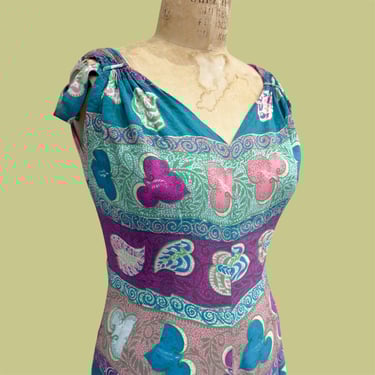 Vintage Bonwit Teller Dress Retro 1930s RARE + Philadelphia + Bias Cut + No Size Tag + Printed + Slip Dress + Evening Gown + Womenswear 
