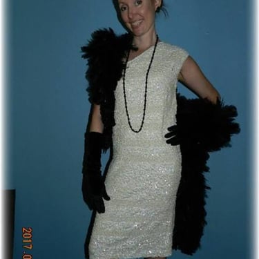 Vintage 30’s One Shoulder Pearled Sequined Grace Kelly Inspired Cocktail Dress 