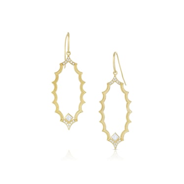 Mandorla Pave Earrings - 18k Gold + Diamonds