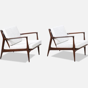Pair of Danish Modern Sculpted Lounge Chairs by Ib Kofod-Larsen