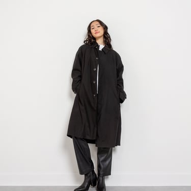 LAUREN ralph lauren TRENCH COAT Vintage Black Menswear Midi Jacket Removable Lining Belted Woman 90's unisex Oversize / Large 