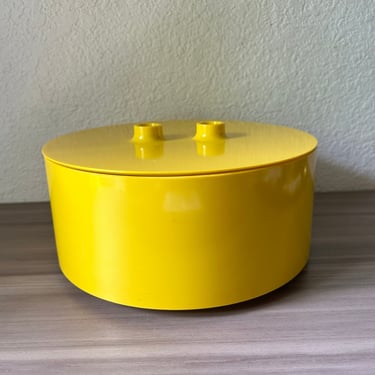 Vintage Yellow Heller Italian Vintage Mid Century Modern Covered Plastic Casserole Designed by Massimo Vignelli 