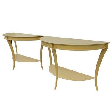 Pair of Brass Coated Steel Demilune Console Tables by Mastercraft FREE SHIPPING 48" Vintage Modern American Half Moon Gold Accent - Set of 2 