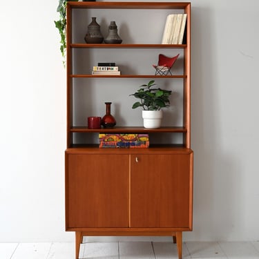 Vintage Scandinavian Teak Bookcase with Cabinet and Open Shelves, 1960s 