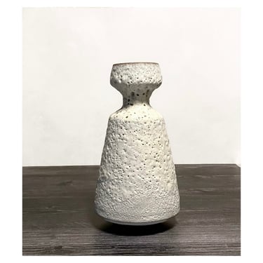 SHIPS NOW- Stoneware Flower Vase with Earthy White Matte Crater Glaze 