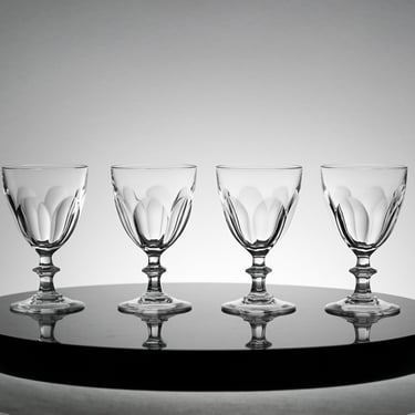 Vintage Small Crystal Glass Set - Crystal Wine Glasses VTG Bar Decor Set of 4 Valentines Day Gift 
