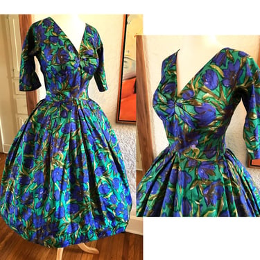 Stunning Silk Floral Print Cocktail Party Dress by 