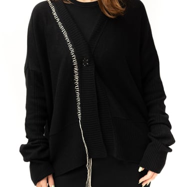 Iris Hand Embroidered and Painted Scrunch Sleeve Knit Cardigan
