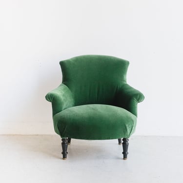 Vintage Velvet Crapaud Chair | Forest