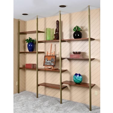 Tension Pole Free Standing Emerald Gold Aluminum Omni Wall Unit by George Nelson 