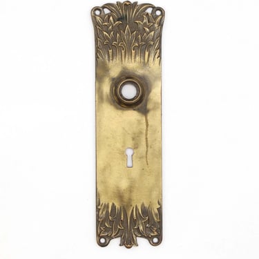 Antique 9 in. Romanesque Bronze Door Back Plate with Keyhole