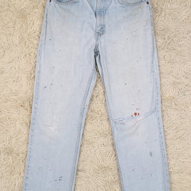 32"w 32L levi's orange tab paint spatter jeans