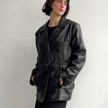 Black Butter Leather Short Trench (M)