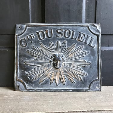 French Copper Sign, Plaque, Tin, Metal, Insurance Plaque, Cie Du Soleil, Shop Advertisement 