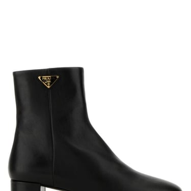 Prada Women Black Leather Ankle Boots