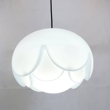 Vintage Space Age Pendant Lamp, Artichoke Lamp, Cased White Ceiling Lamp, Peill & Putzler, Mcm Light, Vintage White Artichoke 