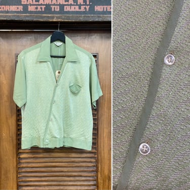 Vintage 1960’s 1950’s Style Lurex Panel Asymmetrical Mod Rockabilly Shirt, 60’s Button Down, Vintage Clothing 