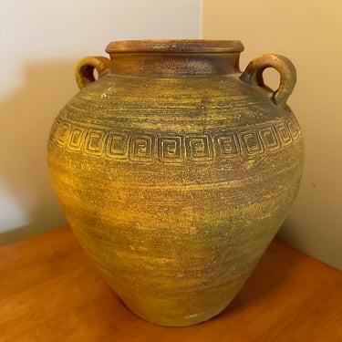 Antique Golden Brown Martaban Vase Jar 