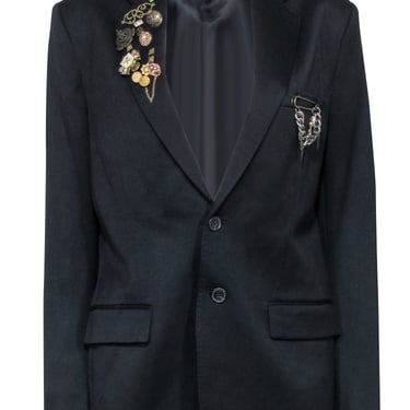 Polo Ralph Lauren - Black Blazer w/ Button &amp; Pin Embellishments Sz 8