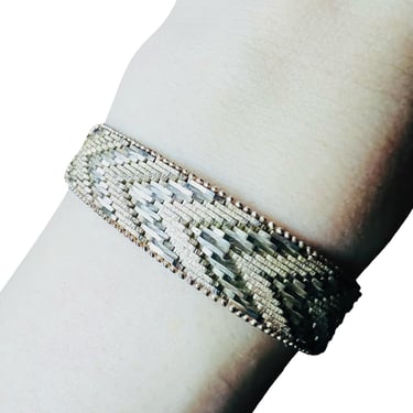 Christofle Sterling Silver & 18K Gold Accent Chevron Bracelet