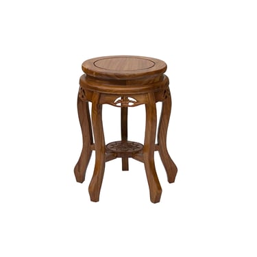 Oriental Light Brown Natural Wood Grain Round 5 Legs Stool Side Table ws4273E 