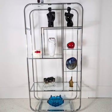 Mid Century Modern Vintage Chrome & Glass Etagere by DIA