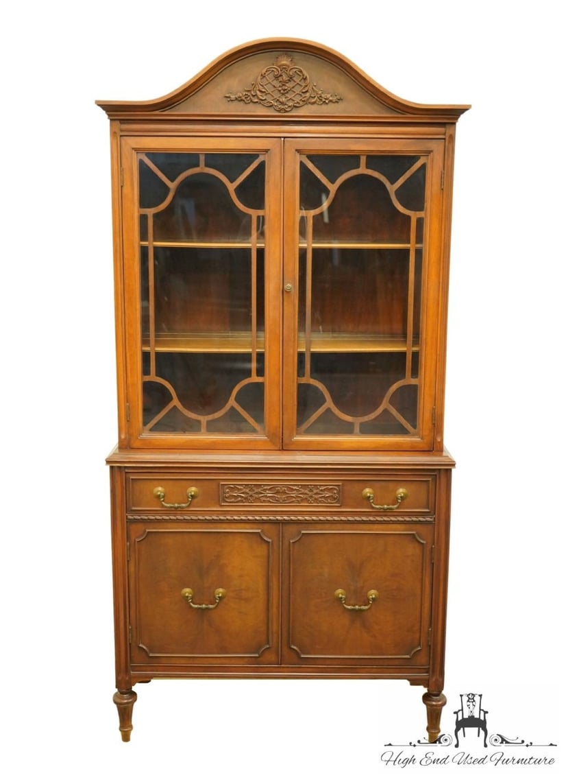 VINTAGE ANTIQUE Mahogany Italian Neoclassical Tuscan Style 37" China