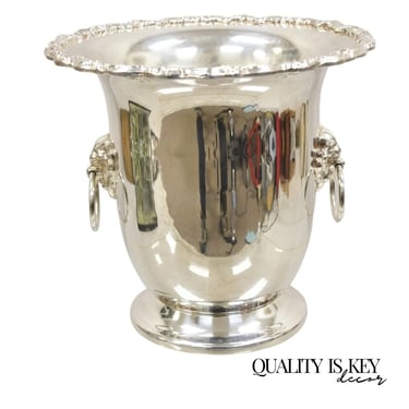 Vtg Leonard Regency Style Silver Plated Lion Head Fluted Champagne Ice Bucket