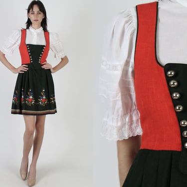 Traditional Austrian Tiroler Dirndl Dress / Vintage Salzburg Germany Waitress Outfit 