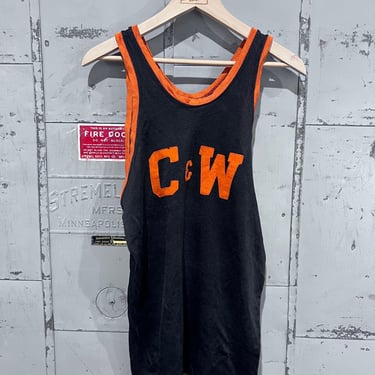 50s/60s Black and orange C & W Basketball Jersey 