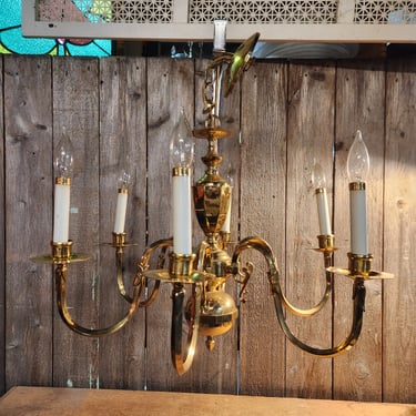 6 Arm Brass Chandelier 24.5 x 18