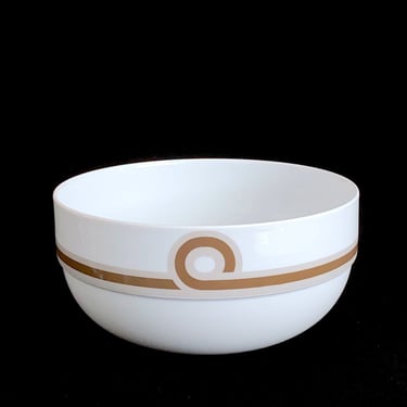 Vintage 1970s Modern Rosenthal Studio Linie of Germany Ambrogio Pozzi DUO Large 7.75" Serving Bowl White, Brown & Grey 
