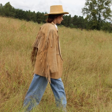 Gorgeous Vintage Sand Fringe Suede Jacket