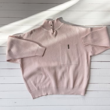 pastel pink sweater 80s 90s vintage LizWear oversized ribbed turtleneck sweater 