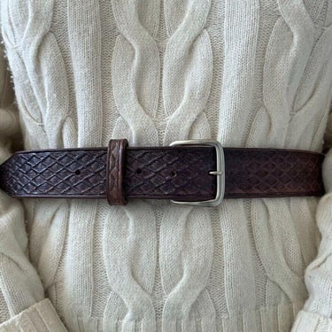 Vintage Handmade Purple 100% Leather Western Hippie Belt sz 36 