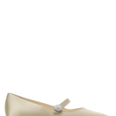 Manolo Blahnik Women Cream Satin Mary Jane Ballerinas