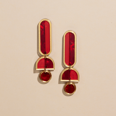 Lanie Statement Earrings - Red