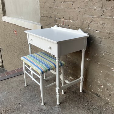 Vintage Painted Vanity & Stool