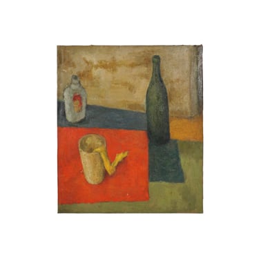 1947 Oil Painting on Canvas Still Life Vintage 