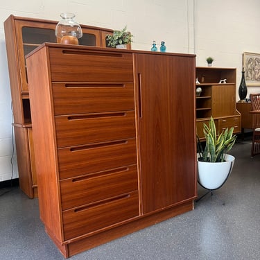 Midcentury Danish Modern Teak Gentlemans Chest Dresser Armoire 