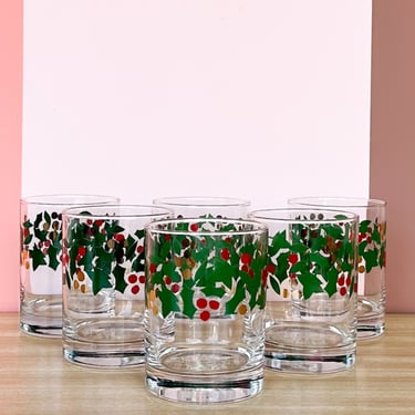 Set of Six Holly Rocks Glassware