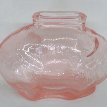 Anchor Hocking Pink Textured Glass Small Piggy Bank 3712B