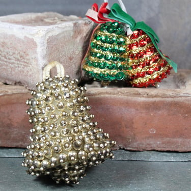 Vintage Beaded and Sequins Bell Ornaments | Set of 2 | Mid-Century Christmas Ornaments, circa 1950s 