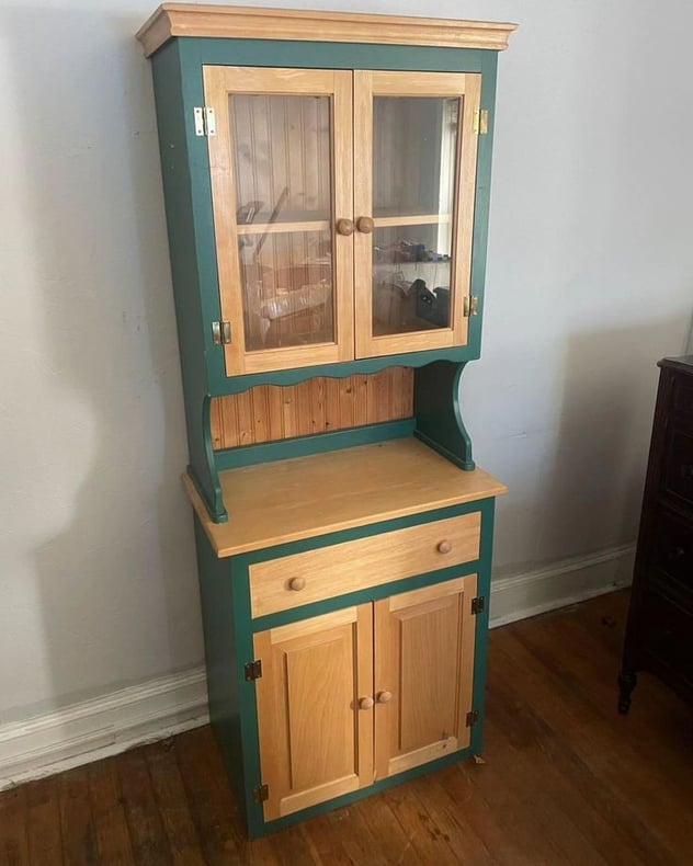 Two-piece Solid Wood Hutch/Kitchen Cabinet. 31x18x79" tall. Handcrafted. Delivery available.
