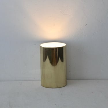 Lightolier Style Gold Brass Finish Modernist Cylinder Table or Floor Lamp 