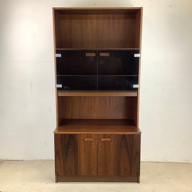 Danish Modern Rosewood Bookshelf with Glass Cabinet 
