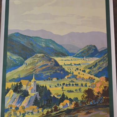 Vintage Art Deco French Travel Poster - Chemin de fer d' Alsace et de Lorraine - Oderen - Vallee de Wildenstein 